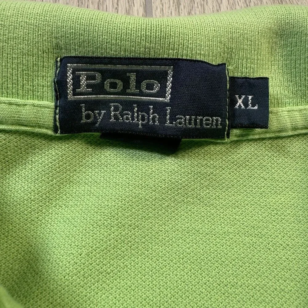 Vintage Polo Ralph Lauren Golf Shirt Mens XL Lime Green Pony Logo Preppy Classic